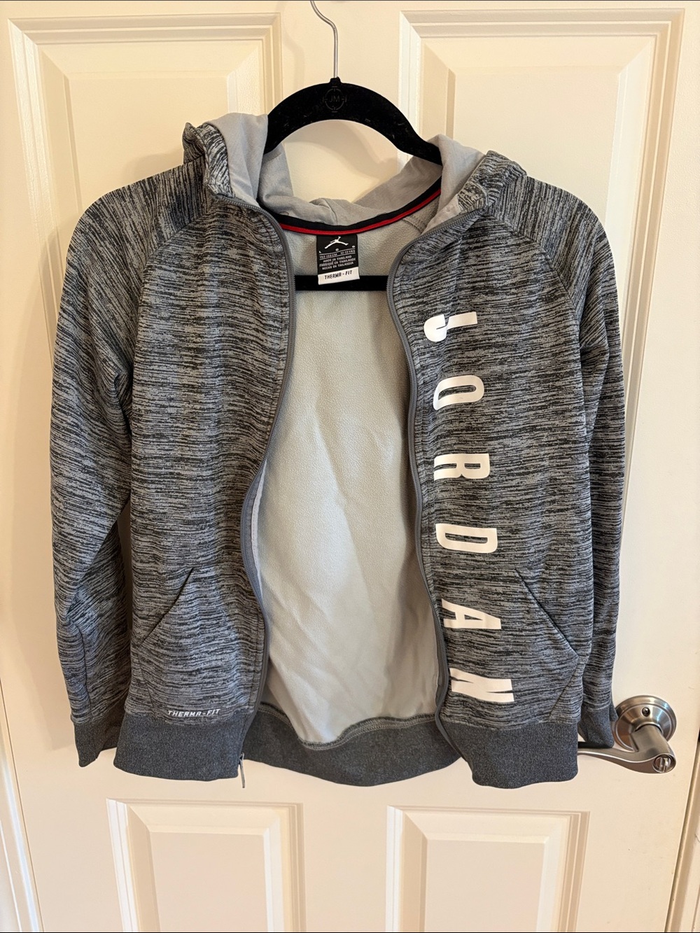 Jordan Kids Gray Heather Full-Zip Hooded Sweatshirt with White Logo